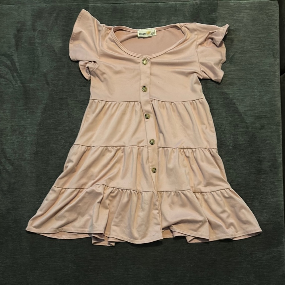 Pink Tiered Sundress with Flutter Cap Sleeves